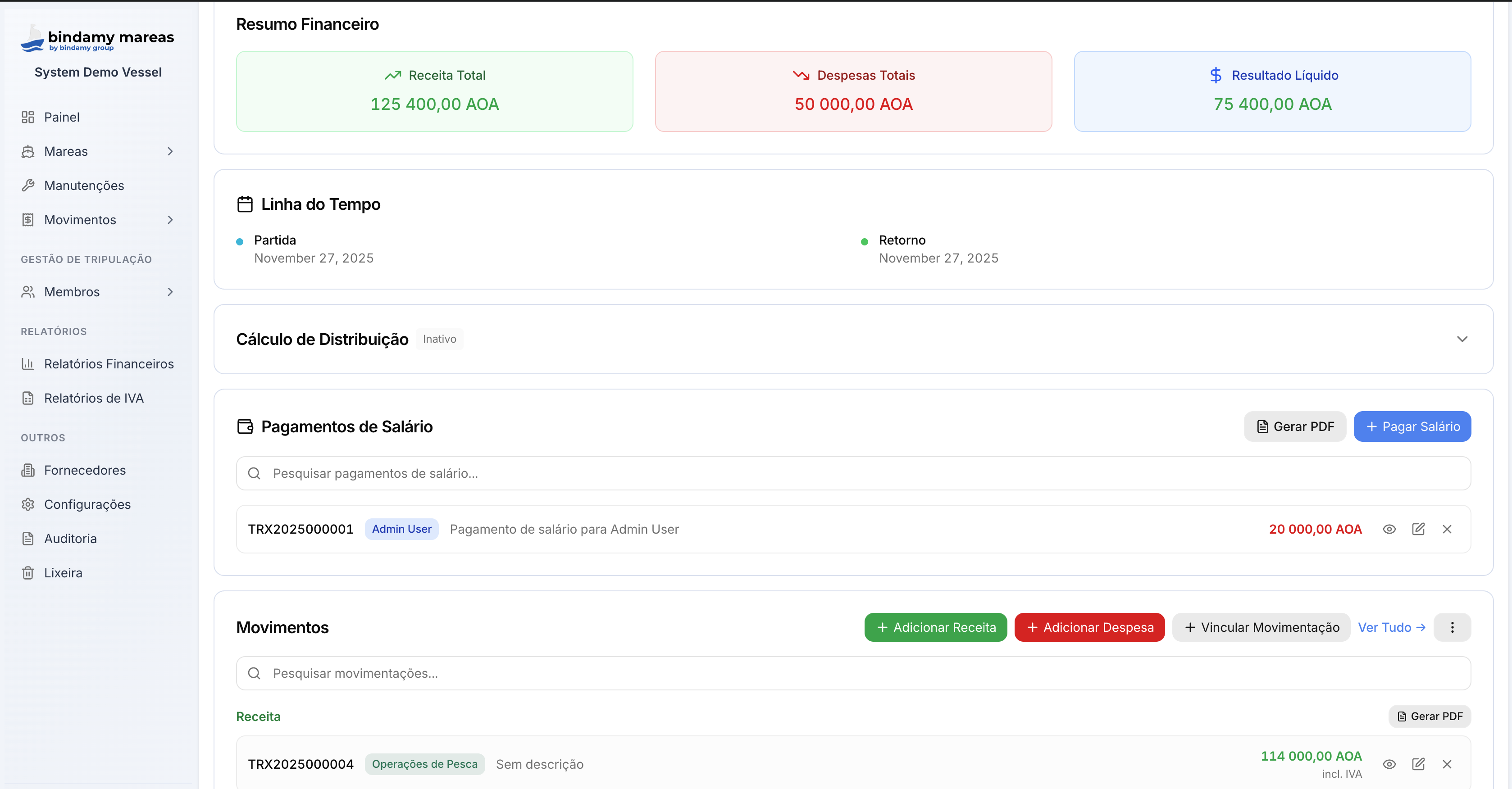 Mareas Management Interface